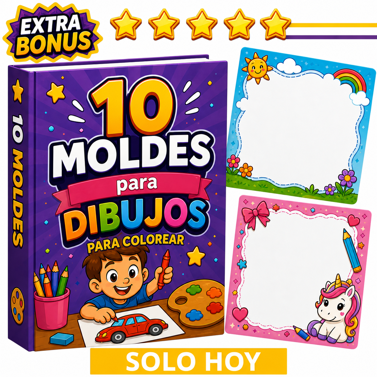 Portada del bonus de 10 moldes para dibujos.