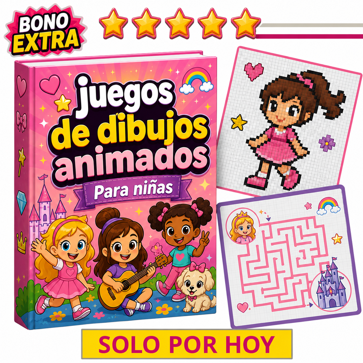 Portada del bonus de juegos animados para niñas.