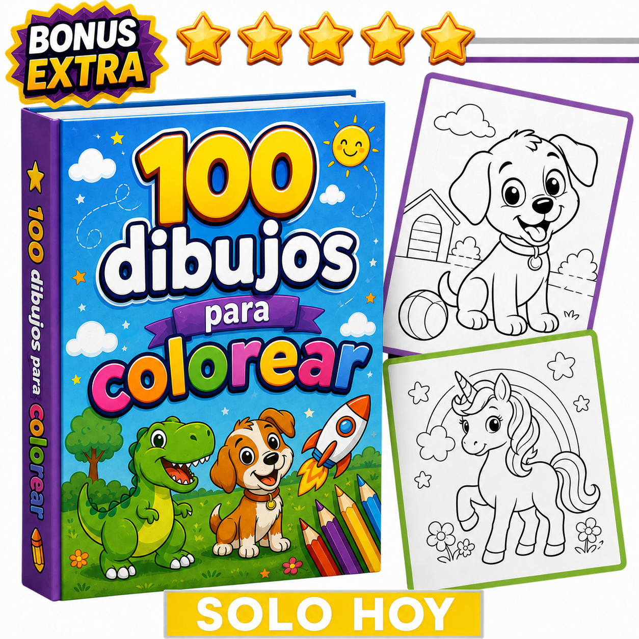 Portada del bonus de 100 dibujos para colorear.