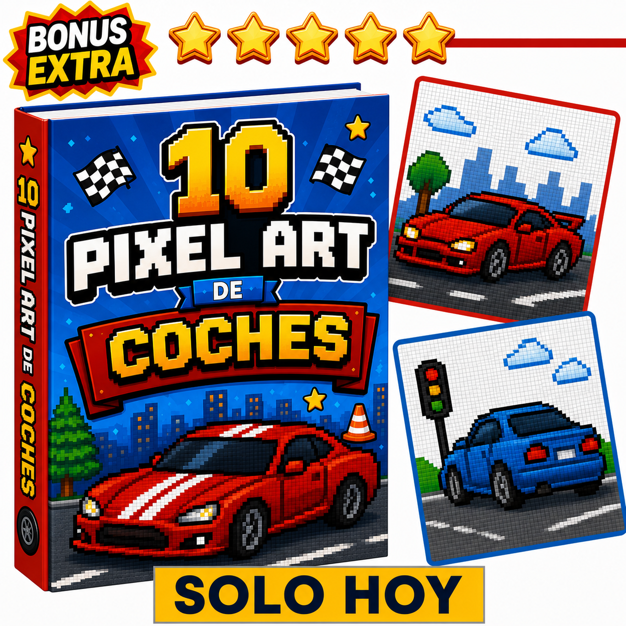 Portada del bonus de pixel arts de coches.
